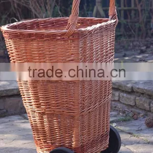Wholesale Wicker Shopping Basket Wickerwork Wheels and Handle thumbnail-1