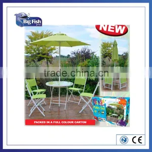 6 Piece Garden Patio Furniture With 4 Folding Chairs & 1table & Parasol thumbnail-3