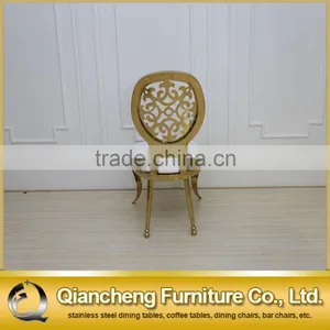 Round Flower Back Golden Stainless Steel Wedding Chair thumbnail-2