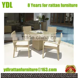 Youdeli Sidney Rattan Garden Conservatory Dining Set Round Table and 4 Chairs thumbnail-1