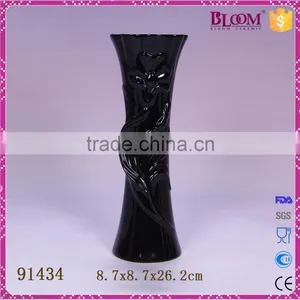 Modern Glazed Black Cheap Ceramic Vases Flower for Sale thumbnail-1