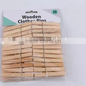 50pc Wooden Cloth Clips Rectangular Clothespin thumbnail-1