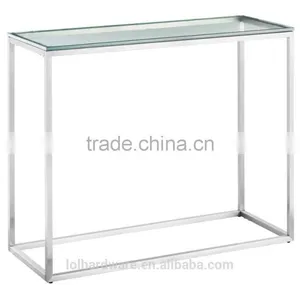 Console Table in Stainless Steel Base and Tempered Glass Top thumbnail-2