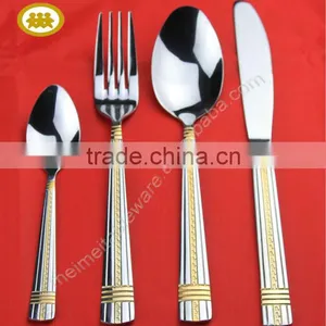 Mirror Polish With Gold Hotel Stainless Steel Dinnerware thumbnail-1