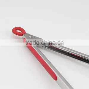 Red Silicone Handle Stainless Steel Tong Barbecue Tong thumbnail-6