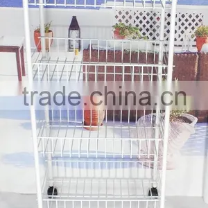 330-55 4-tier Metal Wire Storage Shelf Storage Cart With Wheels thumbnail-3