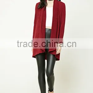 OEM High Quality Women Fashion Long Sleeve Plain Dyed Cotton Brushed Shawl Collar Cardigan Sweaters thumbnail-5