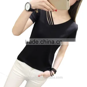 Fashion Design European Style Plain White Women T Shirt Cotton thumbnail-3