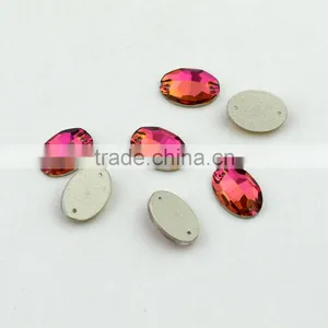 Oval Shape Wholesale Flat Back Sew on Crystal Facncy Rhinestone With Holes for Jewelry Making thumbnail-1