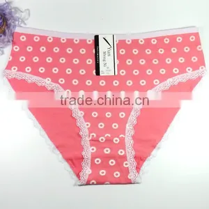 Soft Cotton Panties For Women Fancy Printing Girls Briefs With Lace Trim Sexy Lingerie thumbnail-3