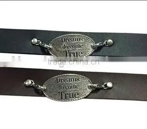 English Words Logo Bracelets,alloy Charm Leather Cuff Bracelet,unique Jewelry Gifts Bracelets thumbnail-6