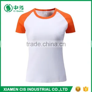 2017 New Design 200gsm Lycra Cotton Short Sleeve White T Shirt for Women thumbnail-1