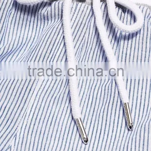 MGOO Hot Sale Women Summer Blue Striped Shorts Sports Running Cotton Drawstring Short Pants thumbnail-4