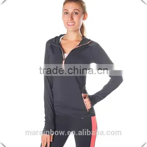 Womens Spring Long Sleeve Half-Zip Active Hoodie Shirt Cool Dry Fit Performance Running Top 1/2 Zipper Workout Hoodie thumbnail-2