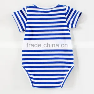 ShiJ 32S 180g Combed Cotton Indiana Striped Summer Baby Clothes Romper thumbnail-3