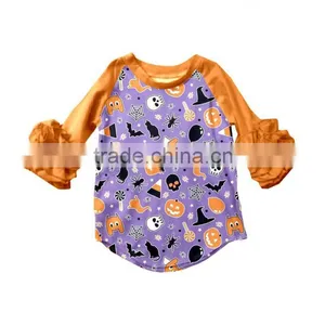 2017 New Style Kids T-shirts Fall Baby Girl 3/4sleeve Icing Ruffle Raglan Shirt thumbnail-1