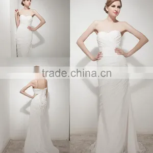 Wedding Gowns 2017 Bridal Dress Shoulder Belt Chiffon Sleeveless Elegant Prom Wedding Gowns Mermaid Lace Wedding Dress AS307 thumbnail-1