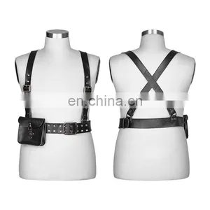 Punk Rave Men's Gothic Black Chest Harness With Pocket S-238 thumbnail-5