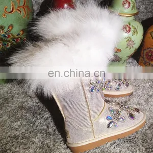 Aidocrystal Handmade Winter Style Rhinestone Decor Warm Snow Boots for Little Girls thumbnail-2
