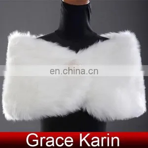 Grace Karin Elegant Design Winter White Faux Fur Wedding Bridal Shawls CL2616 thumbnail-1