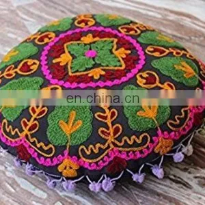 Mexican Fashion Multi Hand Embroidery Decorative Sofa Throw Round Cushion Covers thumbnail-2