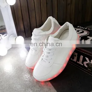Fashionable Large Size USB Rechargeable OEM High Quality PU Leather Sneakers LED Shoes thumbnail-1