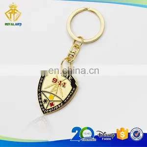 High Quality Government Metal Keychain in Shiny Gold Plating thumbnail-3