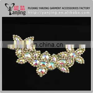 Professional Factory Rhinestone Bridal Applique Crystal Sash Bridal Applique Pearl Wedding Trim Bead thumbnail-1