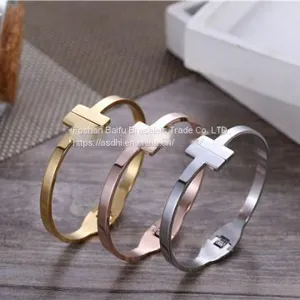Gold Rose Gold Silver Vacuum PVD Plating 316L Stainless Steel Bracelets Bangles Armbånd For Men Womens thumbnail-1