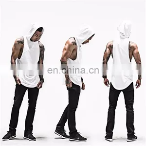 Men's Muscle Drop Armhole Gym Gentleman Bodybuilding Stringer Cotton Hoodie Tank Tops thumbnail-4