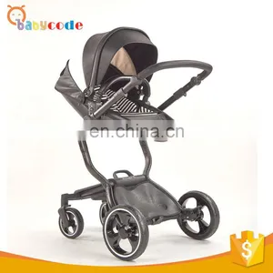 OEM Luxury High View 3 in 1 PU Leather Waterproof Baby Stroller thumbnail-3