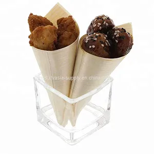 Disposable Wooden Cone Wood Tasting Cone Serving and Tasting Cone Appetizer Finger Food Ice Cream Holder for Food thumbnail-3