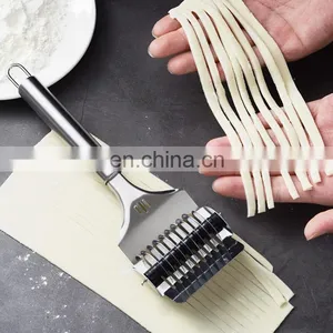 High Grade Stainless Steel Noodle Lattice Roller Pasta Cutter Wheel Pasta Spaghetti Maker Noodle Dough Cutter thumbnail-5