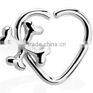 Heart and Cross Bone 316L Surgical Steel Tragus Cartilage Daith Body Piercing Jewelry thumbnail-2