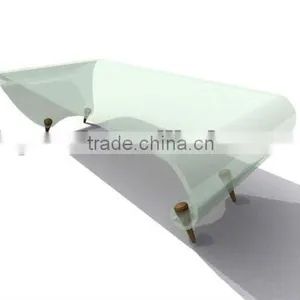 Silver Modern Curved Office Reception Desk With Glass thumbnail-1