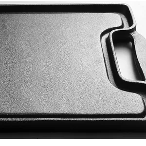 Cast Iron Grill Tray 36*26cm Uncoated Barbecue Tray Non-stick Household Iron Plate Cooking Outdoor Rectangular Charcoal Fire Pan thumbnail-5