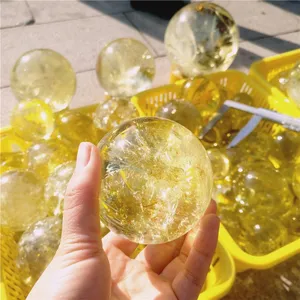 50-80mm Diameter Natural Rainbow Citrine Crystal Sphere Ball thumbnail-1
