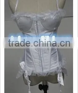 Wholesale Cheap Lady Sexy White Bridal Strap Corset Top With Garter G-string Wholesale Checkout thumbnail-1