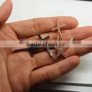 CZ6477 Wholesale Mirco cz Pave Cross Bracelet Charm Connectors,mini Cross thumbnail-2