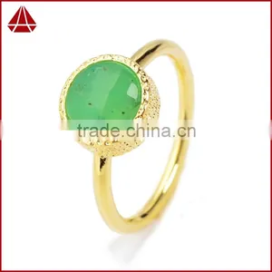 Gold Green Chrysoprase Stacking Ring thumbnail-1