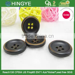 Sedex Audited Factory 2 Pillar Burnt Rim Polyester Button, Resin Button thumbnail-1