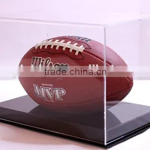 Customized Football Display Case Full Size Cut Out Base Holds Ball 85% UV Filtering Acrylic Memorabilia Collectible Showcase thumbnail-1
