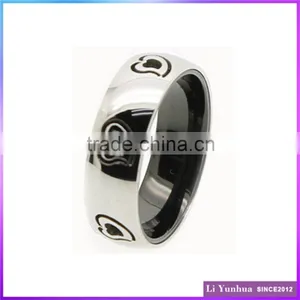 Stainless Steel Laser-Cut Heart Pattern Rings thumbnail-1