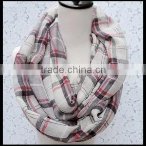 2014 Grid Many Colors Infinity Scarve l. Holiday Scarf. Valentine Scarf. CREAM and Colorful Scarf at Stock thumbnail-3