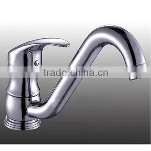 Deck Mounted Brass Kitchen Sink Tap, Chrome Finish, 360 Degree Turn thumbnail-6