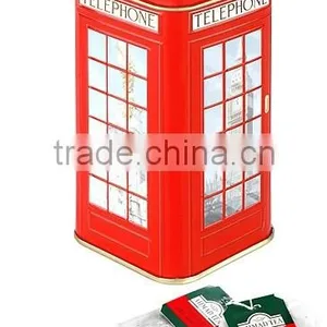 China Custom Phone Booth Shaped Tin Can Money Saving Box thumbnail-1