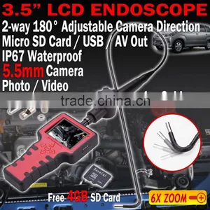 Recordable 3.5" 5.5mm Endoscope Borescope Zoom DVR 2 Way 180 Adjust 1m Video Industrial Inspection Camera thumbnail-2