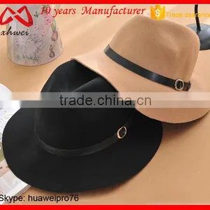 Men Khaki Woolen Felt Hat Cowboy Hat With String thumbnail-2