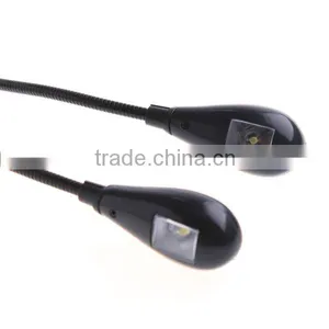 Black Clip on 2 Dual Arms 2LEDs Fleible Book Music Stand Light Lamp for Pianos/Ebook Reading(Powered By 3 * AAA Batteries) thumbnail-6