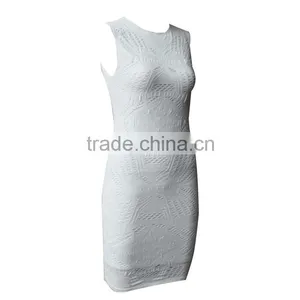 2016 Seamless Designer One Piece White Meshed Sleeveless Summer Girls Party Dress thumbnail-2